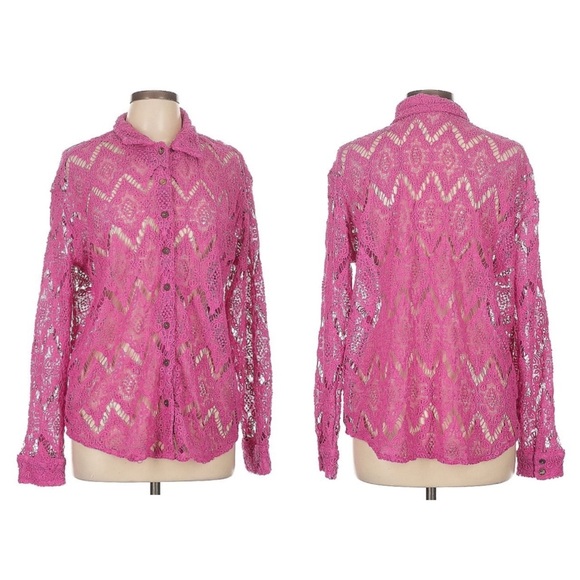 Free People NWOT Until Sundown Lace Button Down Shirt S - Picture 15 of 15